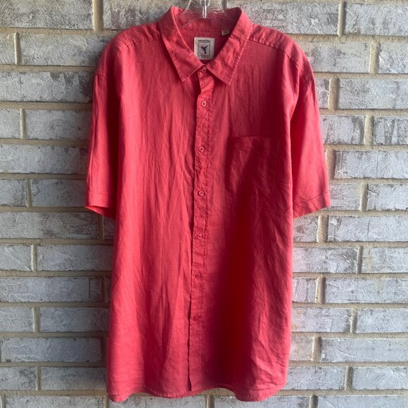 Natural Blue by Visitor Short Sleeve Button Up Collared Linen Shirt Size XXL - Picture 1 of 8